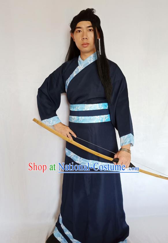 Top China Cosplay Swordsman Clothing Remote Age Hou Yi Garment Costumes Ancient Hero Navy Robe Apparels