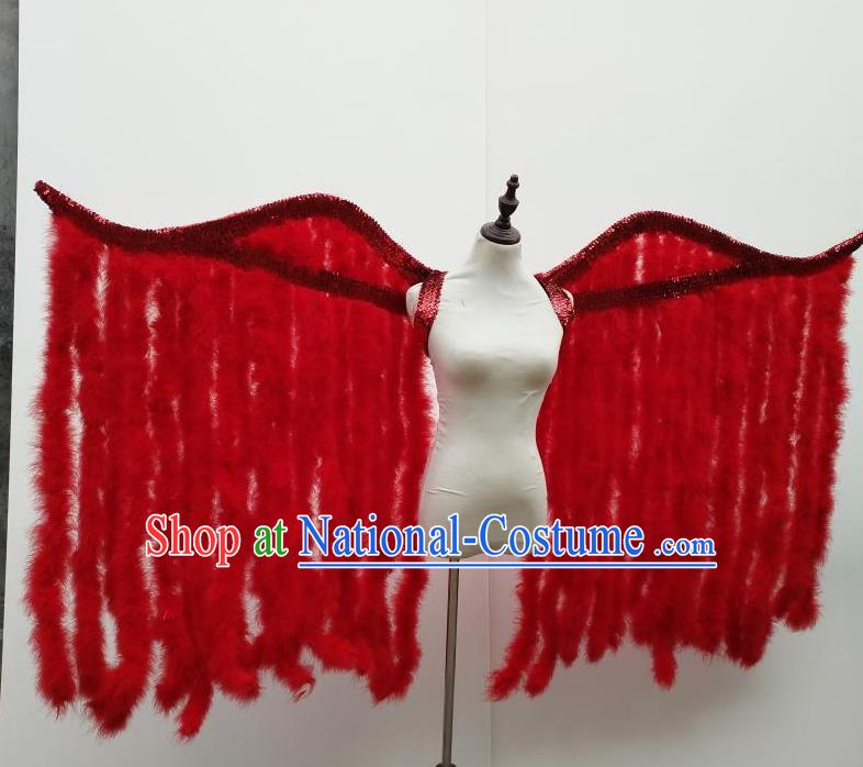 Top Cosplay Angel Props Stage Show Red Feather Tassel Wings Brazilian Carnival Accessories Halloween Catwalks Decorations