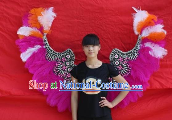 Top Brazilian Carnival Accessories Halloween Catwalks Decorations Cosplay Angel Props Stage Show Rosy Feather Butterfly Wings