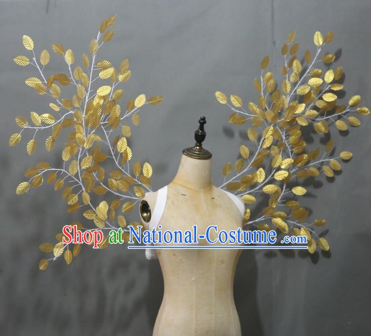 Top Brazilian Parade Accessories Halloween Catwalks Back Decorations Cosplay Angel Branch Props Opening Dance Golden Leaf Wings