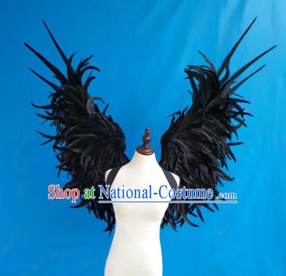 Top Opening Dance Deluxe Black Feather Wings Brazilian Parade Accessories Halloween Catwalks Back Decorations Cosplay Demon Angel Props