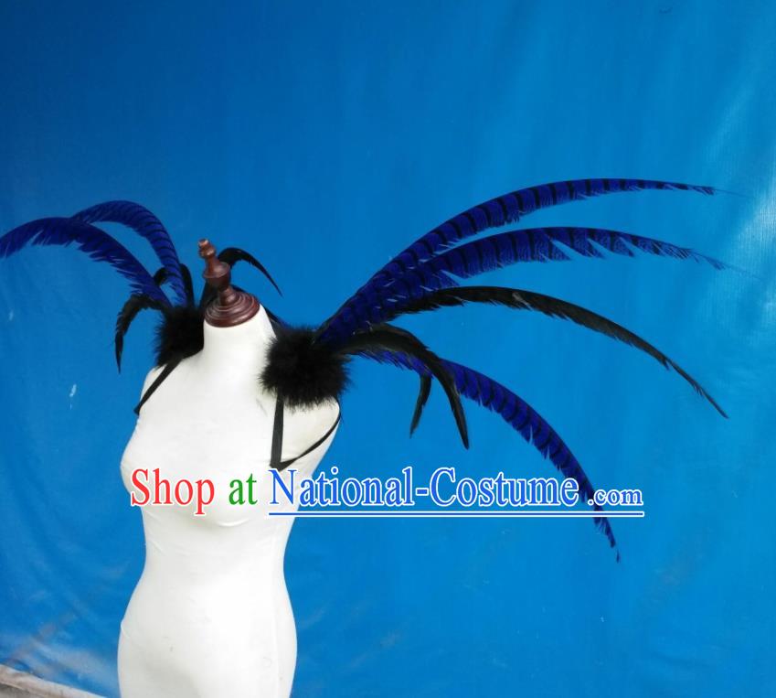 Top Brazilian Parade Accessories Halloween Catwalks Shoulder Decorations Cosplay Angel Props Opening Dance Blue Feather Wings