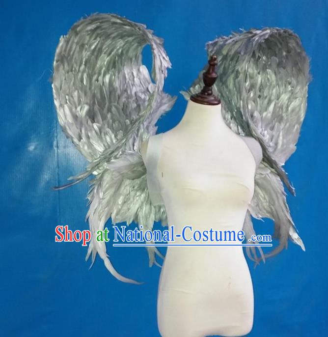 Top Halloween Cosplay Back Decorations Miami Angel Props Opening Dance Silvery Feather Wings Brazilian Parade Catwalks Accessories