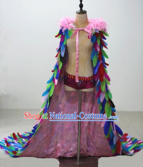 Custom Performance Mantle Halloween Stage Show Clothing Cosplay Angel Colorful Feathers Cloak Catwalks Fashion