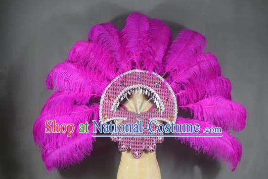 Top Brazilian Parade Accessories Halloween Cosplay Deluxe Back Decorations Miami Angel Catwalks Props Stage Show Purple Ostrich Feather Wings