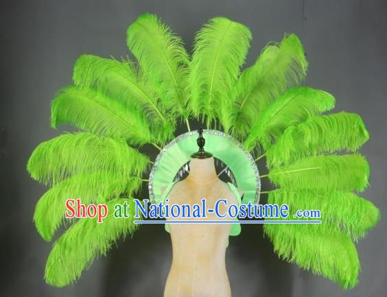 Top Stage Show Green Ostrich Feather Wings Brazilian Parade Accessories Halloween Cosplay Deluxe Back Decorations Miami Angel Catwalks Props