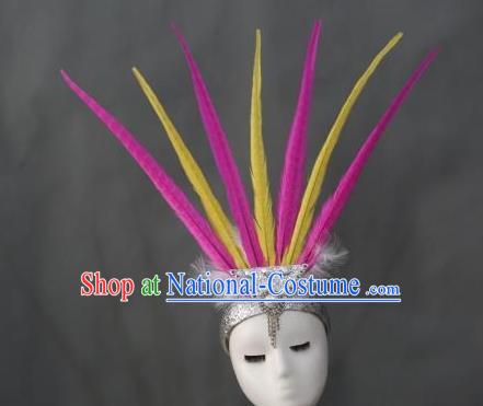 Handmade Catwalks Giant Headpiece Stage Performance Hair Crown Samba Dance Hair Accessories Rio Carnival Feather Hat