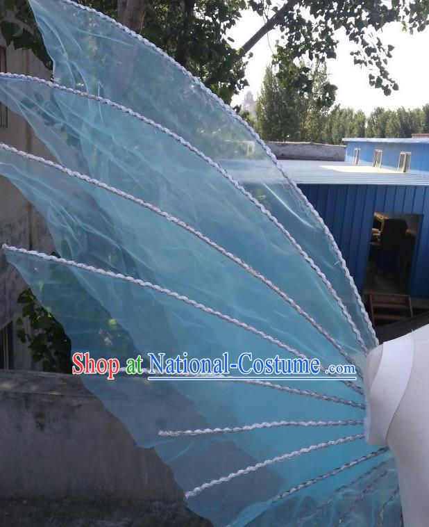 Top Cosplay Angel Decorations Miami Catwalks Props Stage Show Blue Veil Giant Wings Brazilian Parade Back Accessories