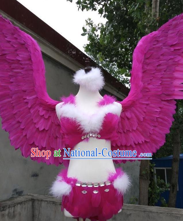 Top Brazilian Parade Back Accessories Cosplay Angel Decorations Miami Catwalks Props Stage Show Rosy Feather Wings