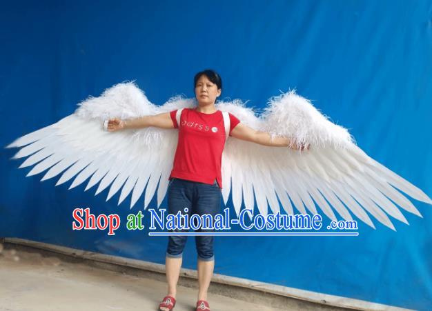 Top Opening Dance Deluxe White Feather Wings Brazilian Parade Catwalks Accessories Halloween Cosplay Back Decorations Miami Angel Props