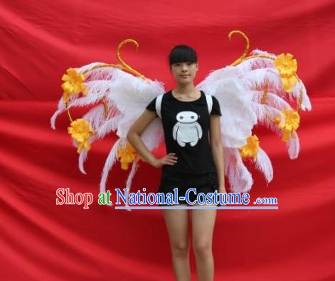 Top Opening Dance Back Accessories Halloween Cosplay Angel Decorations Miami Catwalks Props Stage Show White Feather Wings