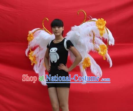 Top Opening Dance Back Accessories Halloween Cosplay Angel Decorations Miami Catwalks Props Stage Show White Feather Wings