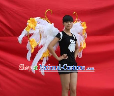 Top Opening Dance Back Accessories Halloween Cosplay Angel Decorations Miami Catwalks Props Stage Show White Feather Wings