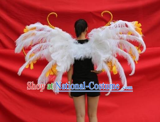 Top Opening Dance Back Accessories Halloween Cosplay Angel Decorations Miami Catwalks Props Stage Show White Feather Wings