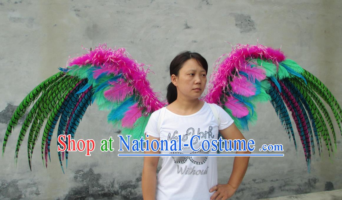 Top Miami Catwalks Angel Props Stage Show Colorful Feather Wings Opening Dance Back Accessories Brazil Parade Decorations