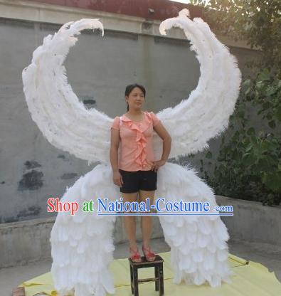 Top Stage Show White Feather Wings Opening Dance Back Accessories Brazil Parade Decorations Miami Catwalks Angel Props