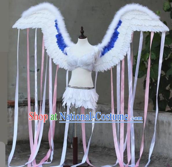 Top Stage Show Ribbon Tassel Wings Opening Dance Back Accessories Brazil Parade Decorations Miami Catwalks White Feather Props