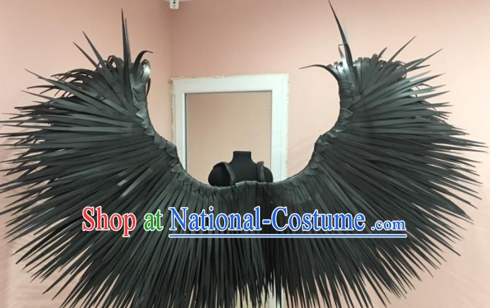 Top Cosplay Angel Accessories Brazil Parade Back Decorations Catwalks Deluxe Black Feather Props Stage Show Giant Wings