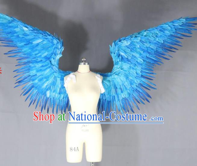 Top Brazil Parade Back Decorations Opening Dance Blue Feather Props Stage Show Angel Wings Miami Catwalks Accessories