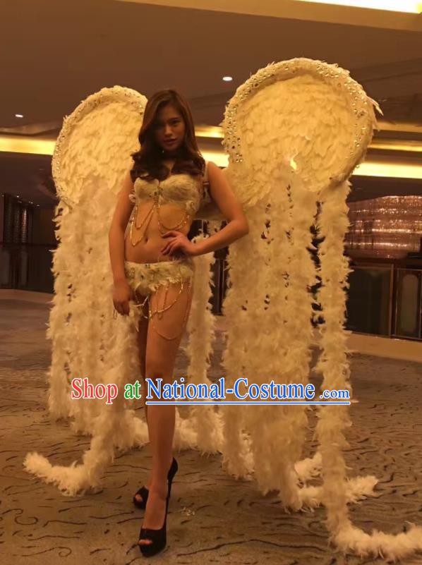 Top Stage Show White Feather Angel Wings Miami Catwalks Accessories Brazil Parade Back Decorations Opening Dance Props