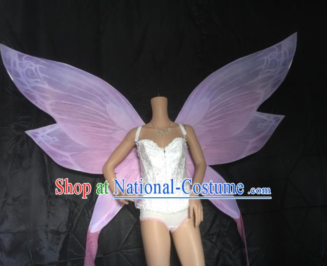 Top Cosplay Flowers Fairy Props Stage Show Pink Angel Wings Miami Catwalks Accessories Brazil Parade Back Decorations