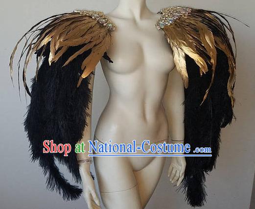 Top Stage Show Black Feather Tippet Miami Catwalks Accessories Brazil Parade Shoulder Decorations Samba Dance Dance Props