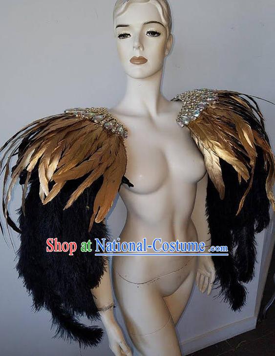 Top Stage Show Black Feather Tippet Miami Catwalks Accessories Brazil Parade Shoulder Decorations Samba Dance Dance Props