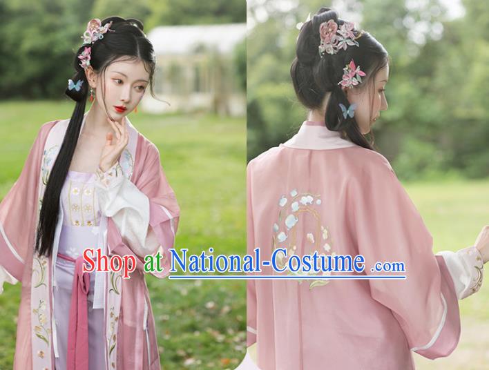 China Traditional Noble Lady Pink Hanfu Dress Uniforms Ancient Young Beauty Garment Costumes Song Dynasty Princess Historical Clothing