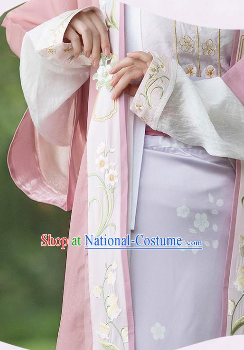 China Traditional Noble Lady Pink Hanfu Dress Uniforms Ancient Young Beauty Garment Costumes Song Dynasty Princess Historical Clothing