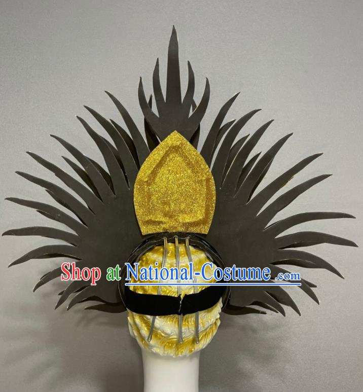 Custom Samba Dance Hair Accessories Opening Dance Golden Hair Crown Halloween Performance Headdress Brazil Parade Giant Hat