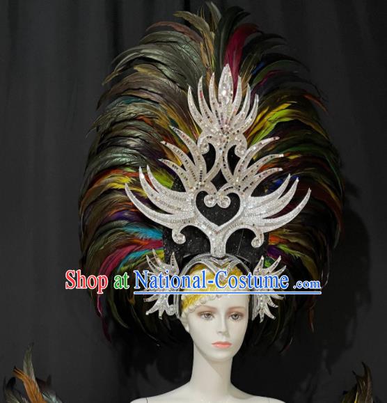 Custom Halloween Performance Headdress Brazil Parade Giant Hat Samba Dance Hair Accessories Opening Dance Deluxe Feather Hair Crown