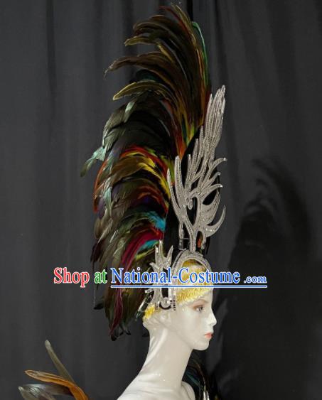 Custom Halloween Performance Headdress Brazil Parade Giant Hat Samba Dance Hair Accessories Opening Dance Deluxe Feather Hair Crown