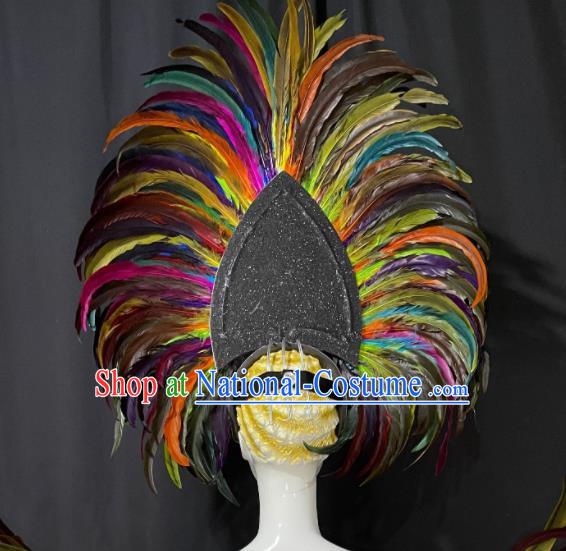 Custom Halloween Performance Headdress Brazil Parade Giant Hat Samba Dance Hair Accessories Opening Dance Deluxe Feather Hair Crown