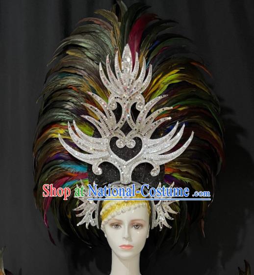 Custom Halloween Performance Headdress Brazil Parade Giant Hat Samba Dance Hair Accessories Opening Dance Deluxe Feather Hair Crown