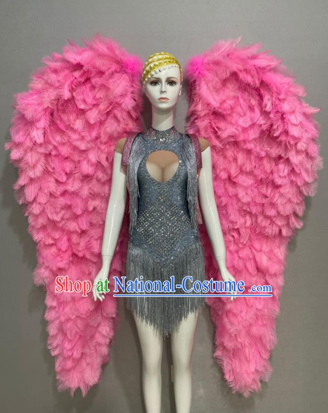 Top Samba Dance Pink Feather Wing Props Stage Show Giant Angel Wings Miami Catwalks Accessories Brazil Parade Back Decorations