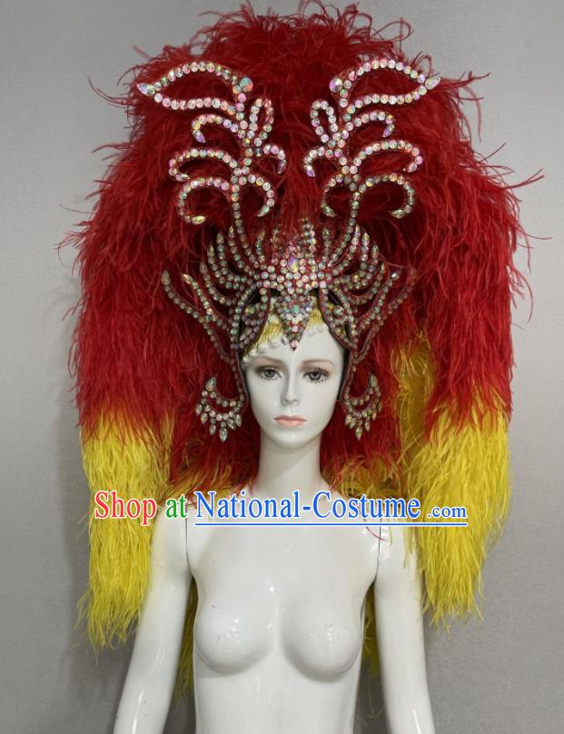 Custom Catwalks Giant Hair Crown Halloween Opening Dance Headdress Brazil Parade Feather Hat Samba Dance Hair Accessories