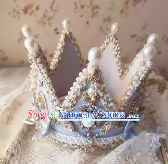 Custom European Retro Blue Royal Crown Baroque Princess Tiara Headdress Wedding Bride Hair Accessories