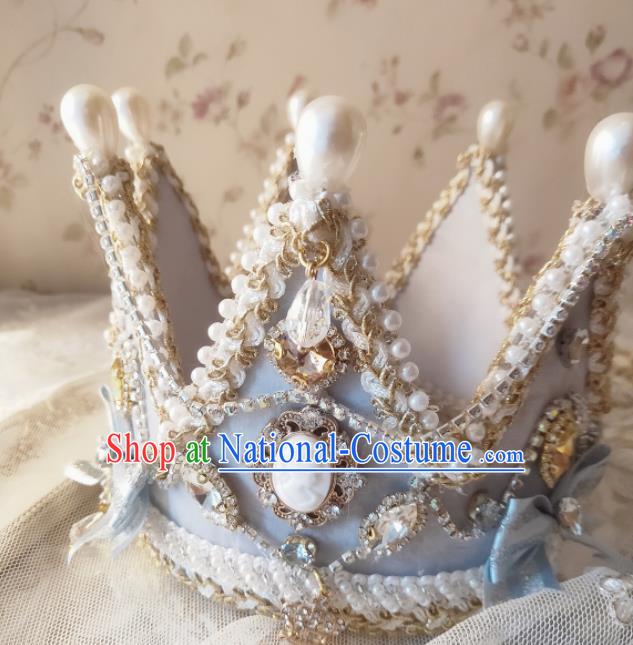 Custom European Retro Blue Royal Crown Baroque Princess Tiara Headdress Wedding Bride Hair Accessories