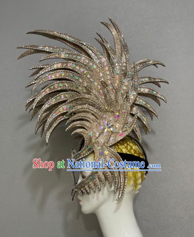 Custom Samba Dance Hair Accessories Catwalks Giant Hair Crown Halloween Opening Dance Headdress Brazil Parade Face Mask