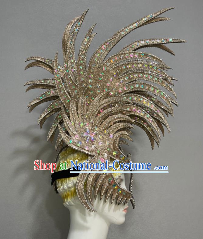 Custom Samba Dance Hair Accessories Catwalks Giant Hair Crown Halloween Opening Dance Headdress Brazil Parade Face Mask