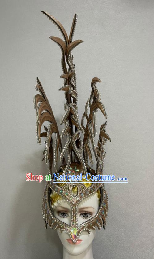 Custom Samba Dance Hair Accessories Catwalks Giant Hair Crown Halloween Opening Dance Headdress Brazil Parade Face Mask