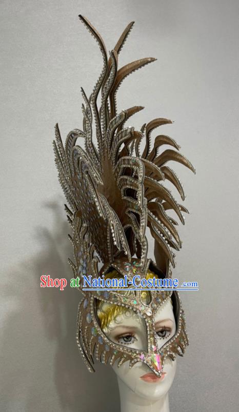 Custom Samba Dance Hair Accessories Catwalks Giant Hair Crown Halloween Opening Dance Headdress Brazil Parade Face Mask