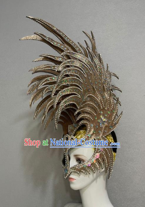 Custom Samba Dance Hair Accessories Catwalks Giant Hair Crown Halloween Opening Dance Headdress Brazil Parade Face Mask