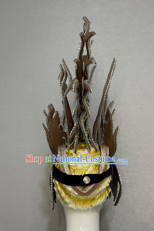 Custom Samba Dance Hair Accessories Catwalks Giant Hair Crown Halloween Opening Dance Headdress Brazil Parade Face Mask