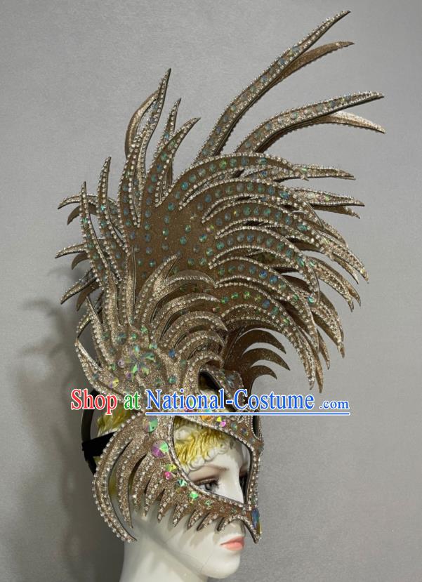 Custom Samba Dance Hair Accessories Catwalks Giant Hair Crown Halloween Opening Dance Headdress Brazil Parade Face Mask