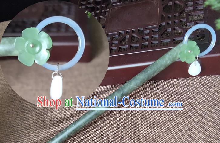 China Handmade Jade Hairpin Traditional Hanfu Hair Accessories Ancient Princess Hair Stick Classical Cheongsam Headpiece