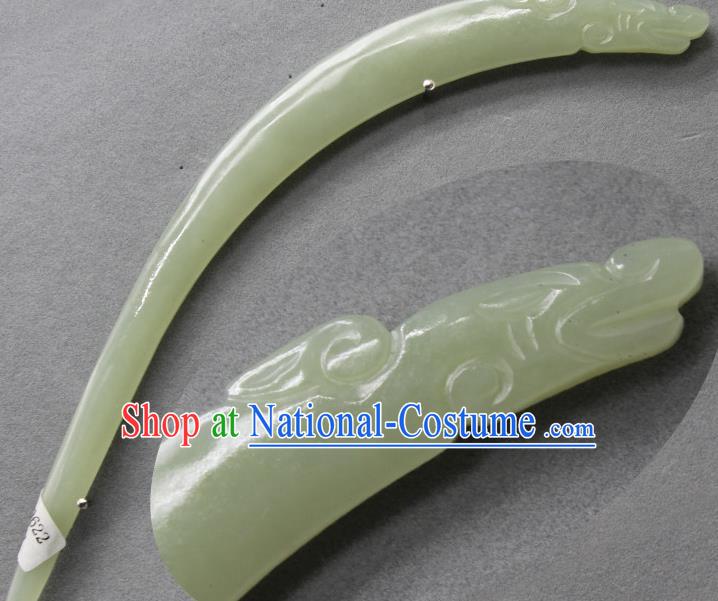 China Qin Dynasty Hair Stick Ancient Empress Headwear Handmade Jade Dragon Hairpin Traditional Hanfu Hair Accessories