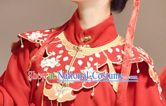 China Traditional Wedding Red Hanfu Dress Attire Ancient Princess Clothing Ming Dynasty Bride Garment Costumes for Women