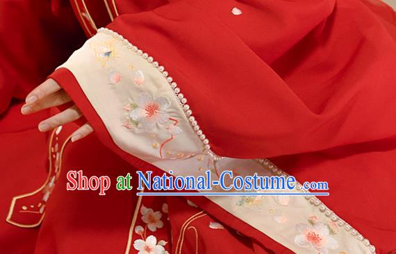 China Traditional Wedding Red Hanfu Dress Attire Ancient Princess Clothing Ming Dynasty Bride Garment Costumes for Women