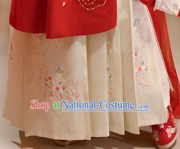 China Traditional Wedding Red Hanfu Dress Attire Ancient Princess Clothing Ming Dynasty Bride Garment Costumes for Women